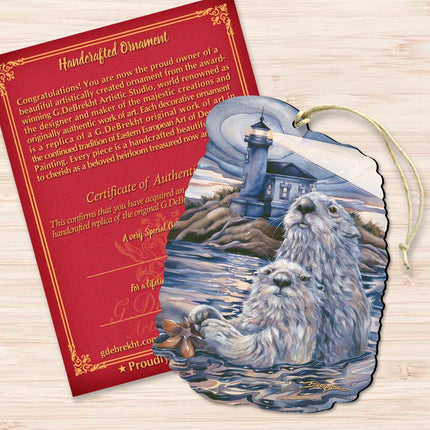 Starlight Otter Lighthouse Wooden Ornaments by J. Bergsma - Coastal Sea-Life Decor - 8591572-JB-3