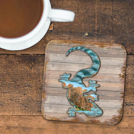 Gecko Wooden Cork Coasters Gift Set of 4 by Nature Wonders - Nature Wildlife Decor  - 8199434C-S4-2