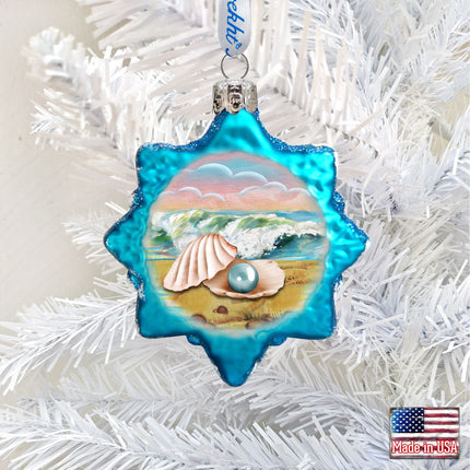Pearl Shell Mercury Glass Ornament by G. DeBrekht - Coastal Holiday Decor - 775485-1