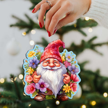Garden Gnomes Decorative Wooden Ornaments Set of 3 by G. Debrekht - Spring Easter Decor - 8091030-S3-4