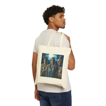 Vintage Gothic Trio Tote Bag — Haunted Portrait Canvas Tote