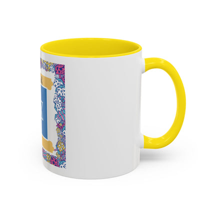 Hanukkah Star of David Accent Coffee Mug — Festive Dreidel Border 11/15oz