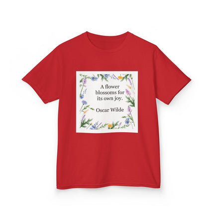Kids T‑Shirt — "A flower blossoms for its own joy" Oscar Wilde Floral Quote