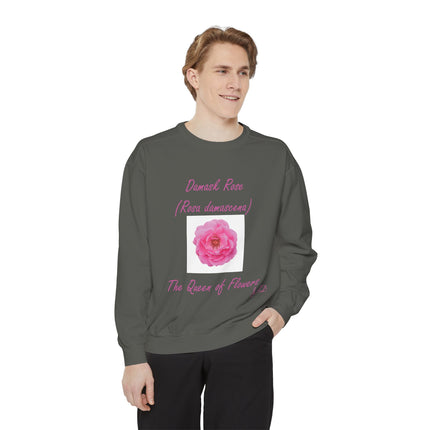 Unisex Floral Sweatshirt - Damask Rose Design - The Queen of Flowers