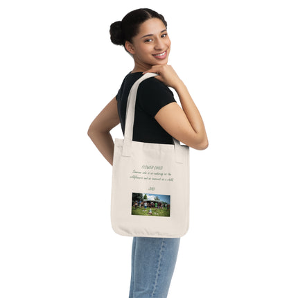 Flower Child Organic Canvas Tote Bag - Eco-Friendly Everyday Tote with Inspirational Quote