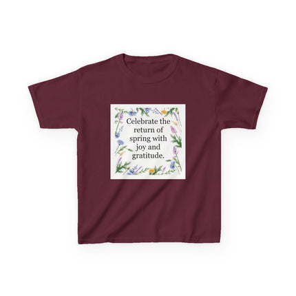 Kids Tee — "Celebrate the return of spring with joy and gratitude" Floral Spring Shirt