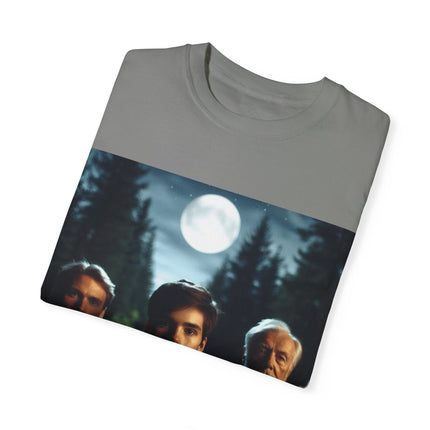 Retro Moonlit Night T-Shirt - Unisex Garment-Dyed Tee for Nature Lovers