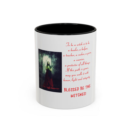 Blessed Be the Witches Accent Coffee Mug — Witchcraft Poem, Gothic Pagan Gift