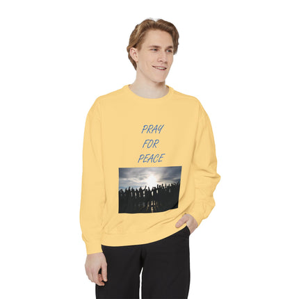 Unisex Pray for Peace Sweatshirt - Garment-Dyed Cozy Wear for Hopeful Souls