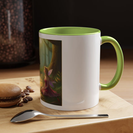 Fairy and Black Cat Forest Coffee Mug – Fantasy Woodland Tea Cup