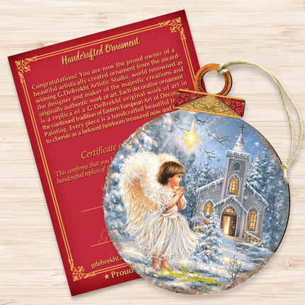 Angel at the Chapel Wooden Ornaments by Gelsinger - Nativity Holiday Decor - 8021121-1606-3