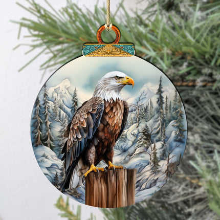 Bald Eagle in Alaska Wooden Ornaments by G.Debrekht - Wildlife Holiday Decor - 870061-1