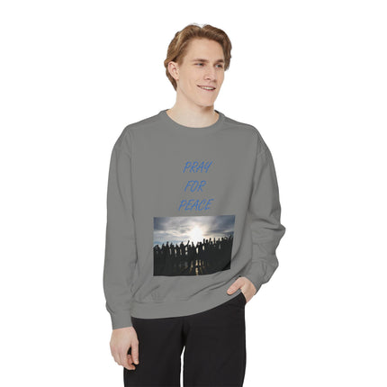 Unisex Pray for Peace Sweatshirt - Garment-Dyed Cozy Wear for Hopeful Souls