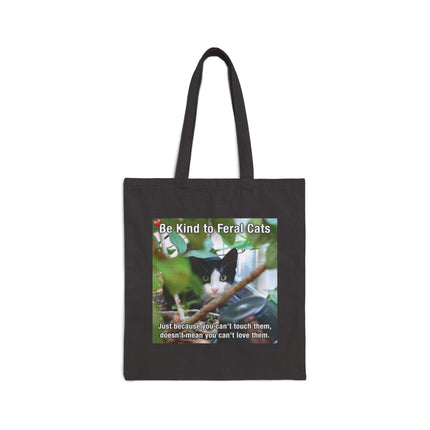 Tote Bag - "Be Kind to Feral Cats" Canvas Grocery & Everyday Reusable Tote