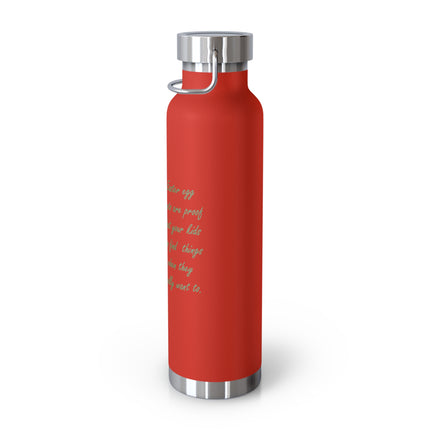 Copper Insulated Water Bottle - 22oz with Easter Design & Humorous Quote