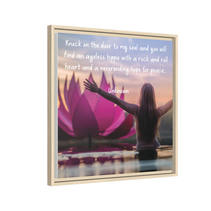 Framed Wall Art - 'Ageless Hippie' Inspirational Yoga Canvas