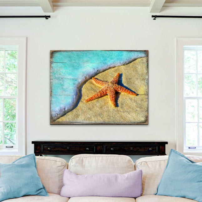 Starfish Wood Wooden Coastal Wall Art by Nature Wonders - Coastal Sea-Life Decor - 95253B-0