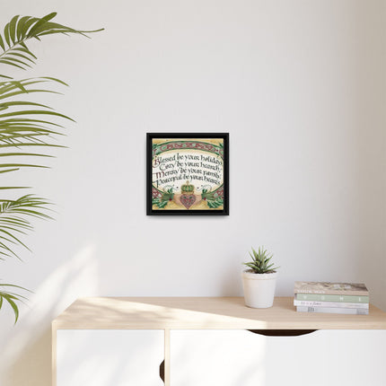 Framed Holiday Blessing Matte Canvas — "Blessed be your holidays" Celtic Wall Art