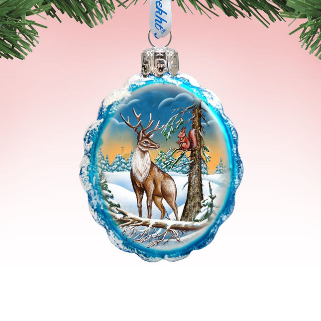 Deer and Friend Mercury Glass Ornament by G. DeBrekht - Wildlife Holiday Décor - 771013-0