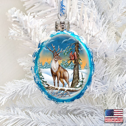 Deer and Friend Mercury Glass Ornament by G. DeBrekht - Wildlife Holiday Décor - 771013-1