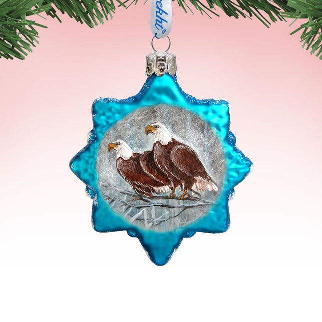 Eagles Snowflake Mercury Glass Ornament by G. DeBrekht - Wildlife Holiday Décor - 771033-0