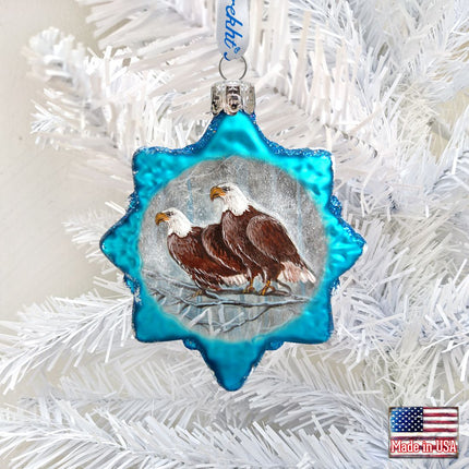 Eagles Snowflake Mercury Glass Ornament by G. DeBrekht - Wildlife Holiday Décor - 771033-1