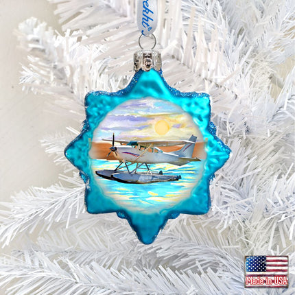 Floating Plane Mercury Glass Ornament by G. DeBrekht - Wildlife Holiday Décor - 771050-1