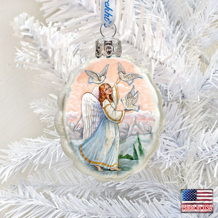 White Doves Angel Mercury Glass Ornament by G. DeBrekht - Nativity Holiday Décor - 773026-1