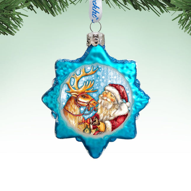 Reindeer Santa Mercury Glass Ornament by G. DeBrekht - Christmas Santa Snowman Décor - 773088-0