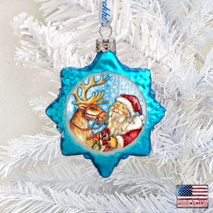Reindeer Santa Mercury Glass Ornament by G. DeBrekht - Christmas Santa Snowman Décor - 773088-1