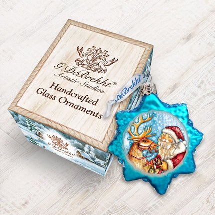 Reindeer Santa Mercury Glass Ornament by G. DeBrekht - Christmas Santa Snowman Décor - 773088-2