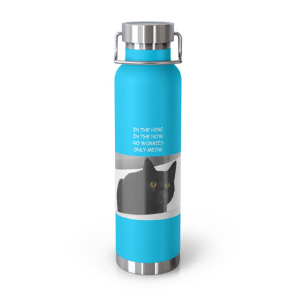 ‘No Worries Only Meow’ – 22oz Copper Bottle for Cat Lovers