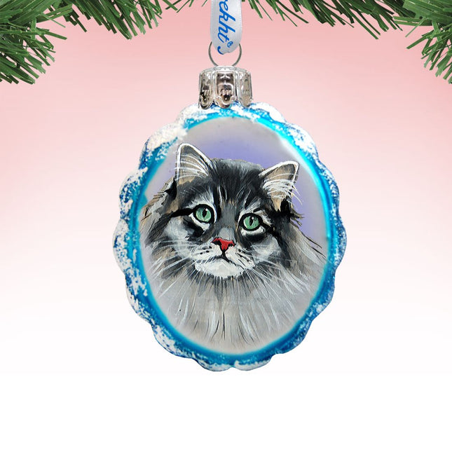 Siberian Forest Cat Mercury Glass Ornament by G. DeBrekht - Pets Dog and Cats Décor - 774015-0