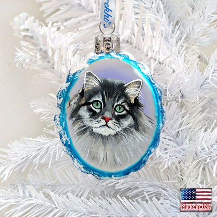 Siberian Forest Cat Mercury Glass Ornament by G. DeBrekht - Pets Dog and Cats Décor - 774015-1