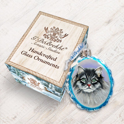 Siberian Forest Cat Mercury Glass Ornament by G. DeBrekht - Pets Dog and Cats Décor - 774015-2