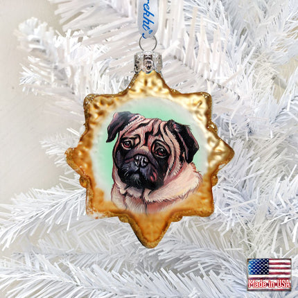 Cute Pug Mercury Glass Ornament by G. DeBrekht - Pets Dog and Cats Décor - 774019-1