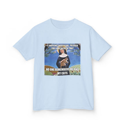 Funny Kids Cat Meme Tee – ‘No One Remembers Me and My Cats’