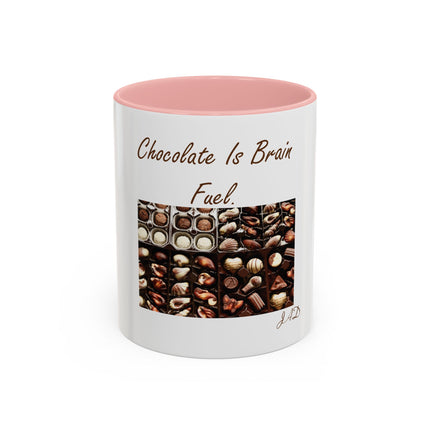 Chocolate Is Brain Fuel Coffee Mug — Chocolate Lovers Accent Mug (11/15oz)