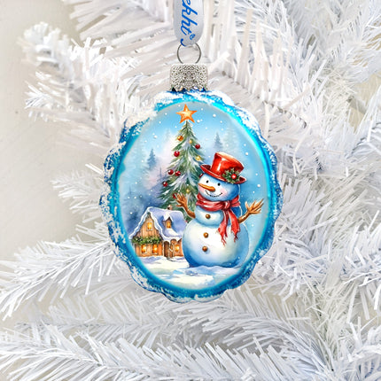 Snowman and Christmas Tree Mercury Glass Ornaments by G. Debrekht - Christmas Santa Snowman Décor - 776020-0
