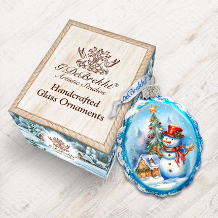 Snowman and Christmas Tree Mercury Glass Ornaments by G. Debrekht - Christmas Santa Snowman Décor - 776020-3