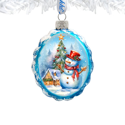 Snowman and Christmas Tree Mercury Glass Ornaments by G. Debrekht - Christmas Santa Snowman Décor - 776020-2