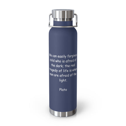 Plato Quote 22oz Vacuum Water Bottle — Inspirational Stainless Insulated Flask