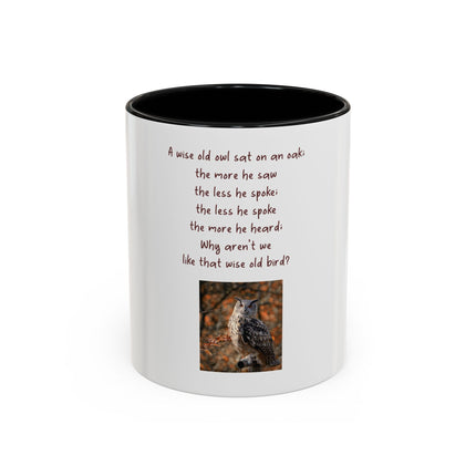 Owl Poem Accent Coffee Mug – Rustic Wildlife Quote Mug (11/15oz)
