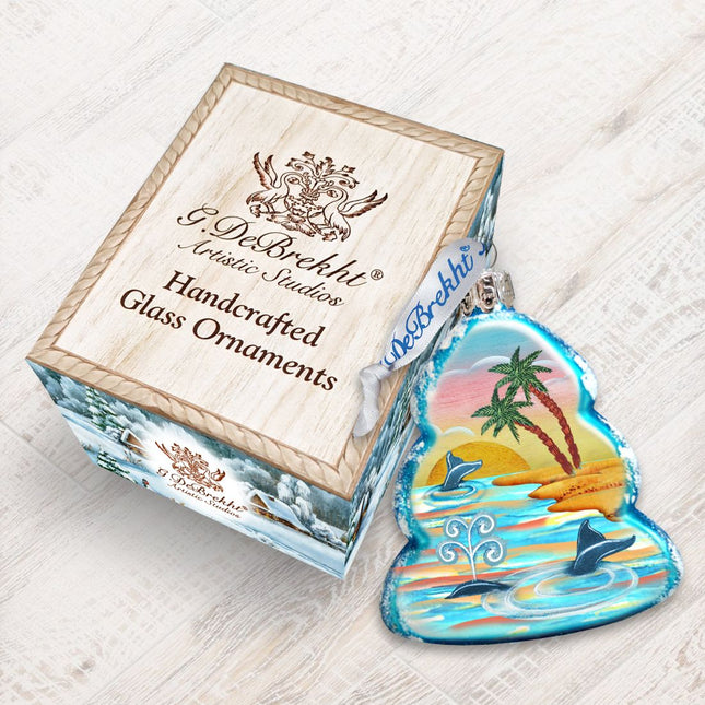 Whale at The Palms Mercury Glass Ornament by G. DeBrekht - Coastal Holiday Décor - 776276-2-0