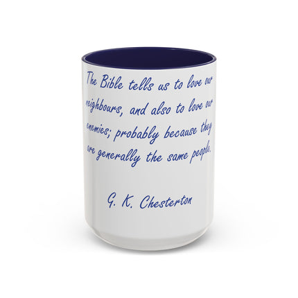 Love Your Neighbors Mug – 15oz Accent Cup for Faith & Humor