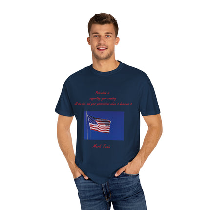 Mark Twain Quote Tee – Patriotic Unisex Flag Shirt in Soft Cotton