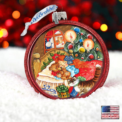 Christmas Night Glass Ornament by G. DeBrekht - Christmas Santa Snowman Decor - 764-016-1