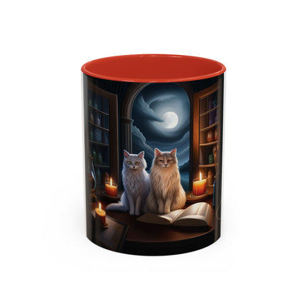 Cozy Cat Accent Mug – 11oz – Candlelight & Moonlight for Book Lovers
