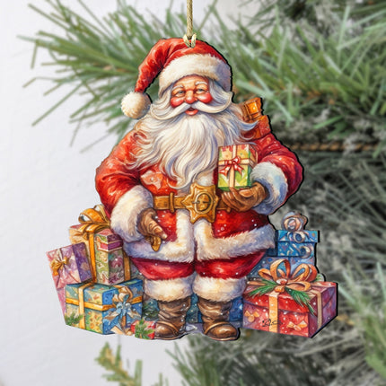 The Joy of Giving Wooden Ornaments by G. Debrekht Christmas Santa Snowman Decor - 8611081-1