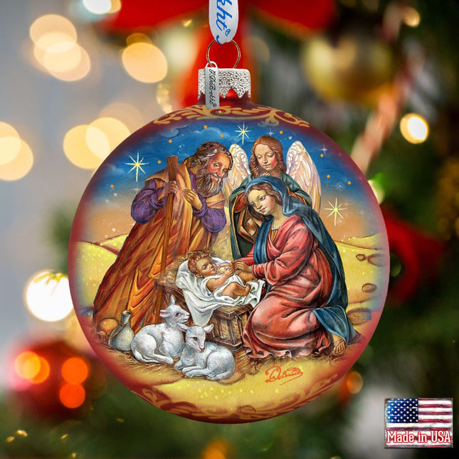 Regal Nativity Glass Ornament by G. DeBrekht - Nativity Holiday Decor - 73369-0